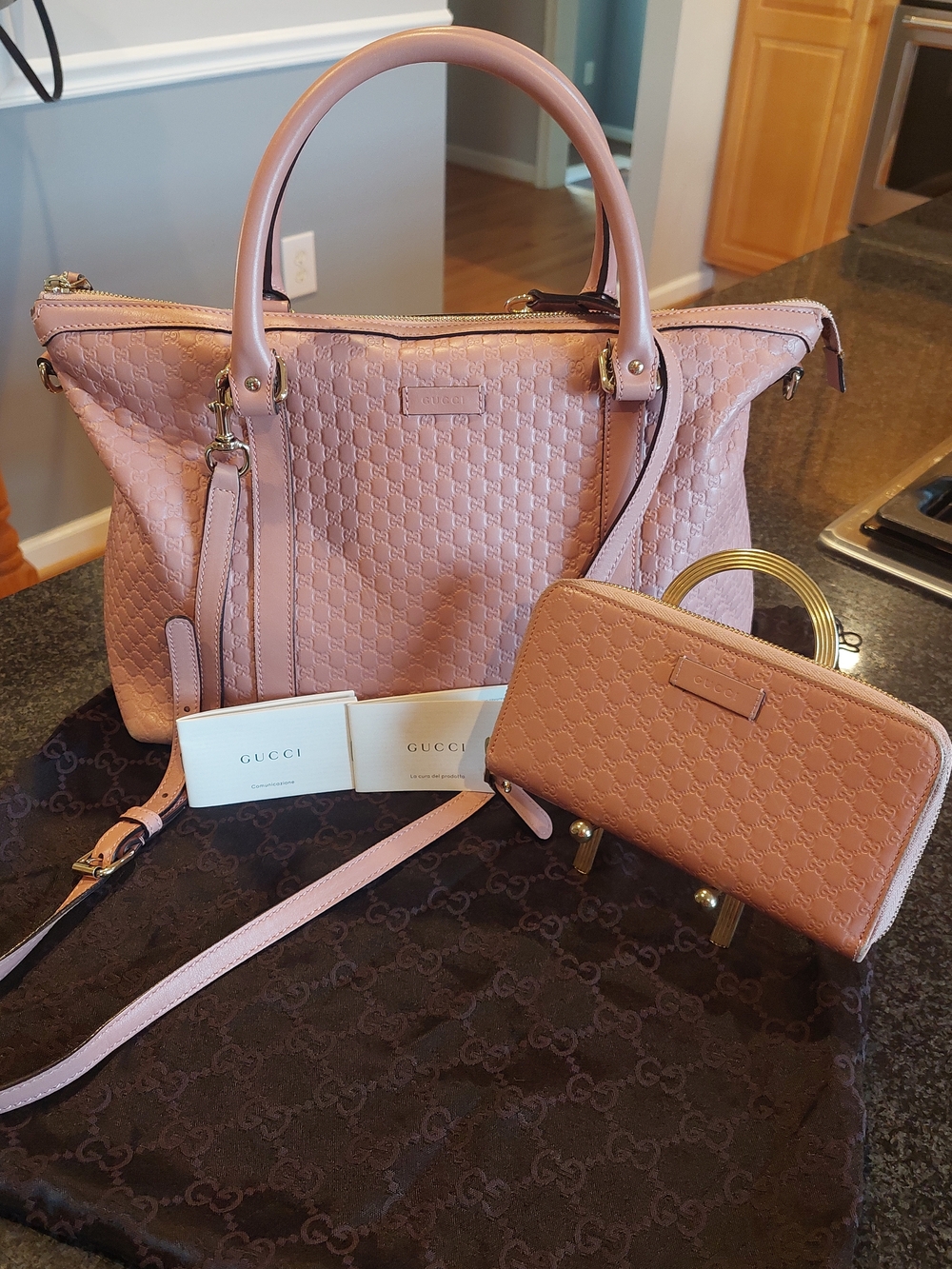 Gucci Pink Microguccissima Leather Tote with Matching Wallet